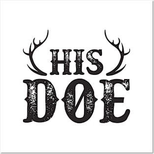 Her Buck His Doe Deer Antlers Couples Gift Posters and Art